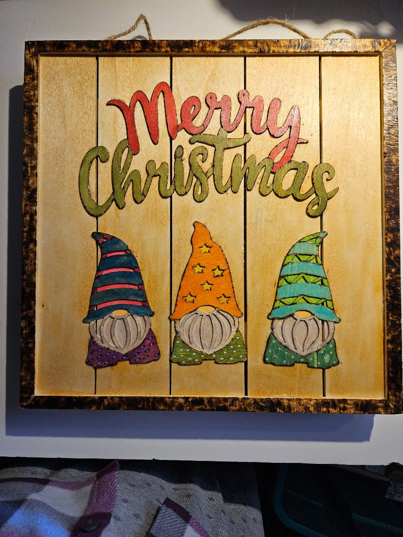 Gnome Christmas Wooden Sign