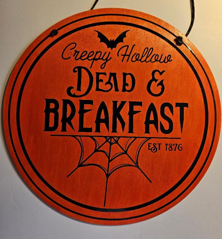 Dead & Breakfast Halloween Circle Sign