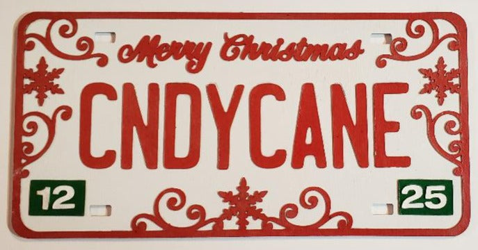 Holiday Candy Cane License Plate